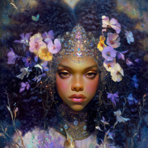Affiche Art Fantastique Fille Noire Reine Noire Déesse