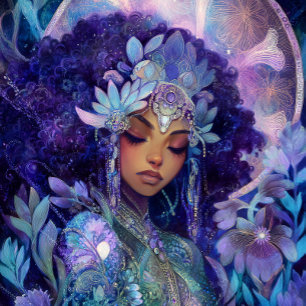 Affiche Art Fantastique Fille Noire Reine Noire Déesse
