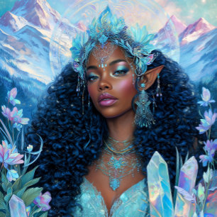 Affiche Art Fantastique Fille Noire Reine Noire Déesse Elf