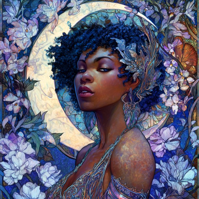 Affiche Art Fantastique Fille Noire Reine Noire Déesse Lun (Créateur téléchargé)