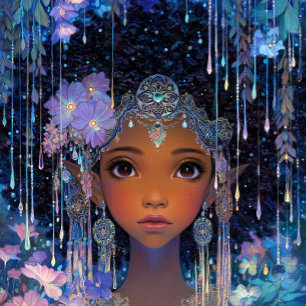 Affiche Art Fantastique Fille Noire Reine Noire Elfe Déess