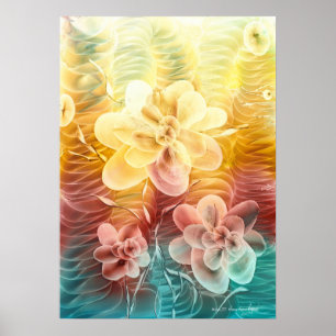 Affiche Art Fantastique Floral Peint à la Main