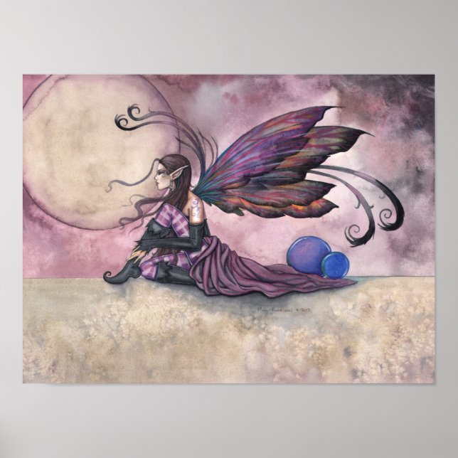 Affiche Art fantastique gothique de fée de lune d'été (Devant)