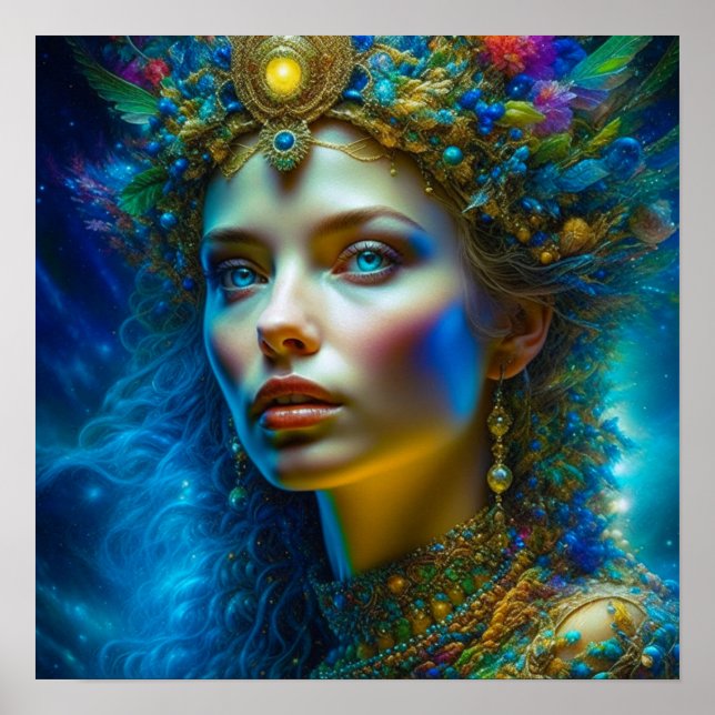 Affiche Art Fantastique Magique Éthéré Belle Déesse (Devant)