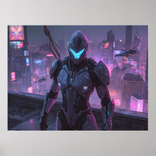 Affiche Art Fantastique - Sentinelle de la Division Néon