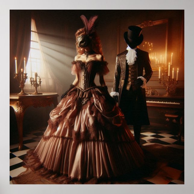 Affiche Art fantastique steampunk victorien Mascarade  (Devant)
