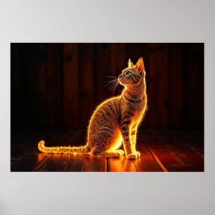 Affiche Art félin Dreamin or chat portrait adorables anima