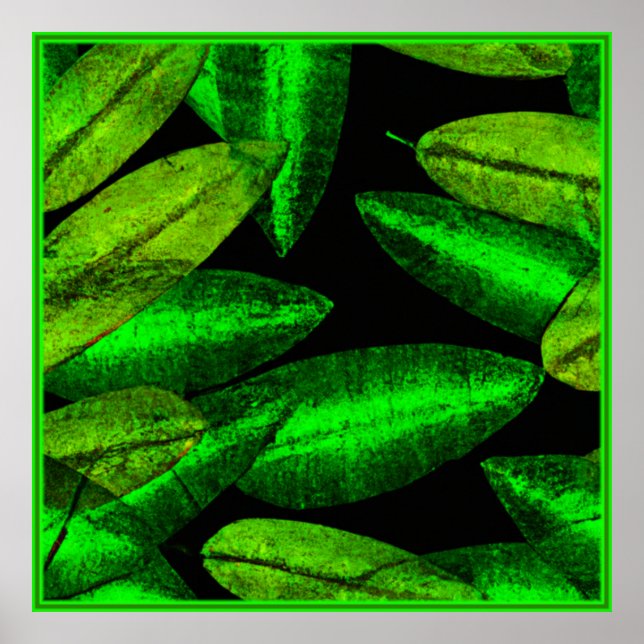 Affiche Art Feuilles Vert Néon. Acheter Maintenant (Devant)