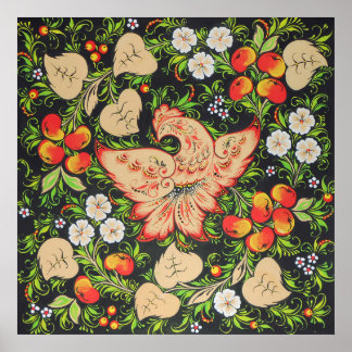 Affiche Art Fhoenix firebird dans l'art populaire russe kh