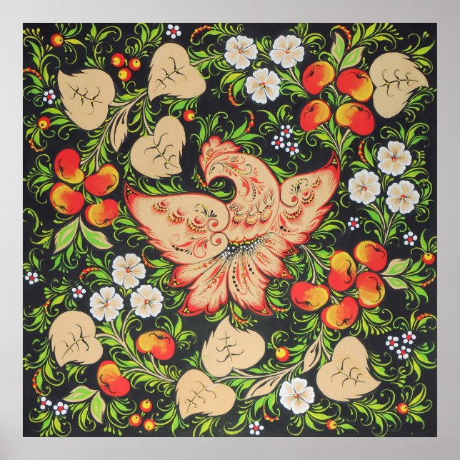 Affiche Art Fhoenix firebird dans l'art populaire russe kh (Devant)