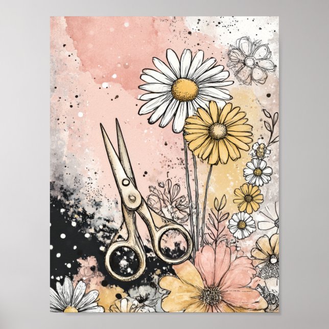 Affiche Art floral abstrait aquarelle (Devant)