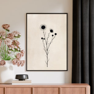 Affiche Art floral abstrait minimaliste vintage