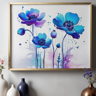 Affiche Art floral abstrait moderne, peinture contemporain