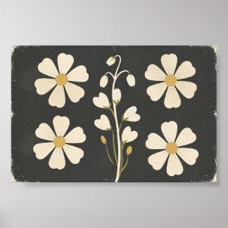 Affiche Art floral blanc minimaliste