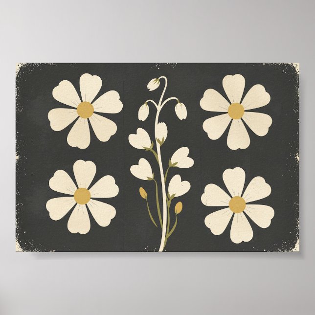 Affiche Art floral blanc minimaliste (Devant)