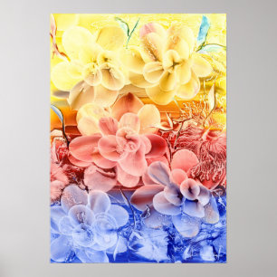 Affiche Art floral fantaisiste peint à la main - Jaune Rou