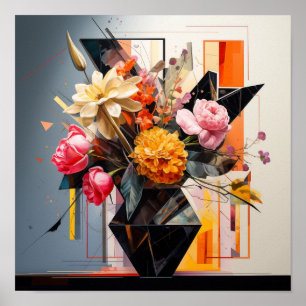 Affiche Art floral géométrique