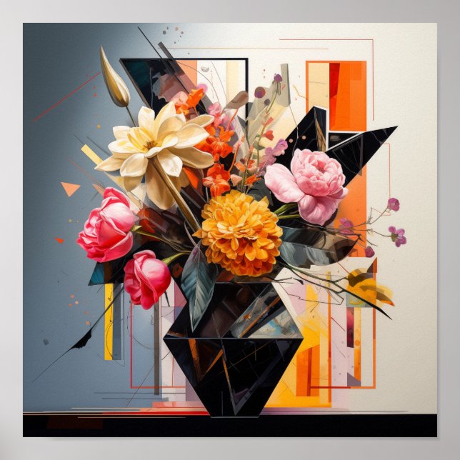 Affiche Art floral géométrique (Devant)