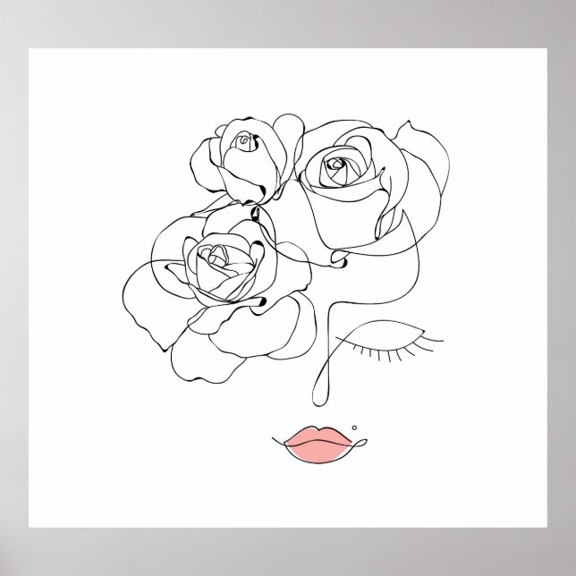Affiche Art Floral Line : Femme Minimale. (Devant)