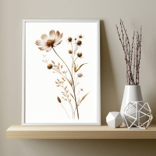Affiche Art Floral minimaliste en Terracotta