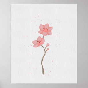 Affiche Art floral minimaliste rose Sakura fleur de cerisi