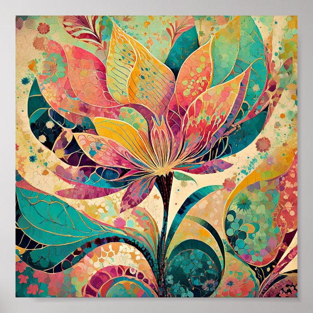 Affiche Art floral moderne abstrait (Devant)