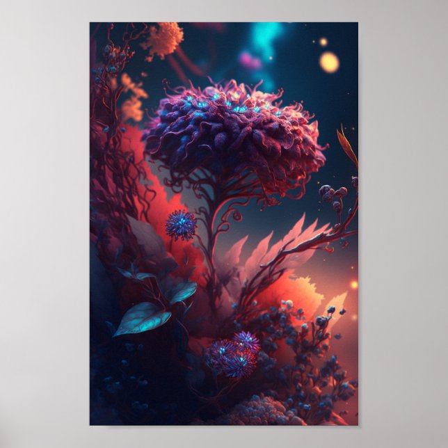 Affiche Art floral Neon brillant (Devant)