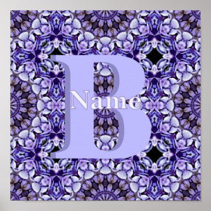 Affiche Art floral personnalisé avec initiale de monogramm