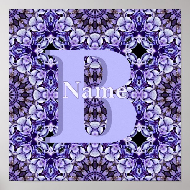 Affiche Art floral personnalisé avec initiale de monogramm (Devant)
