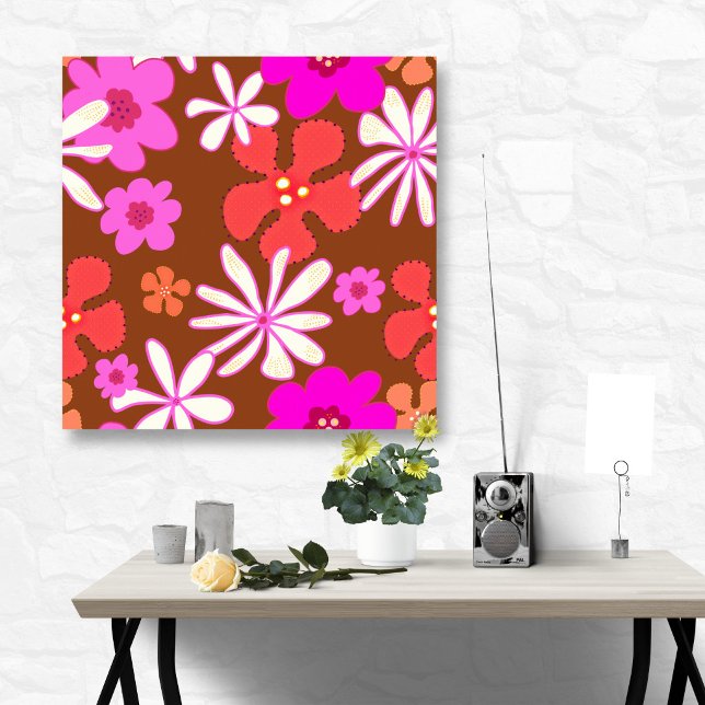 Affiche Art floral rétro rose et orange pour le mur (Créateur téléchargé)