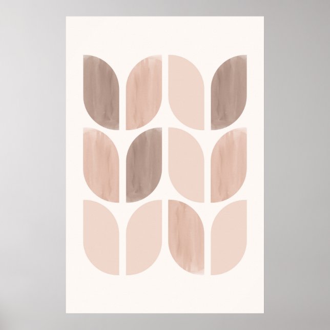 Affiche Art floral Scandi. Feuilles géométriques ou Fleurs (Devant)