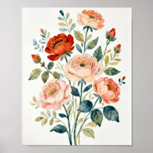 Affiche Art floral shabby chic romantique