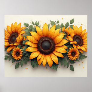 Affiche Art floral tournesol jaune