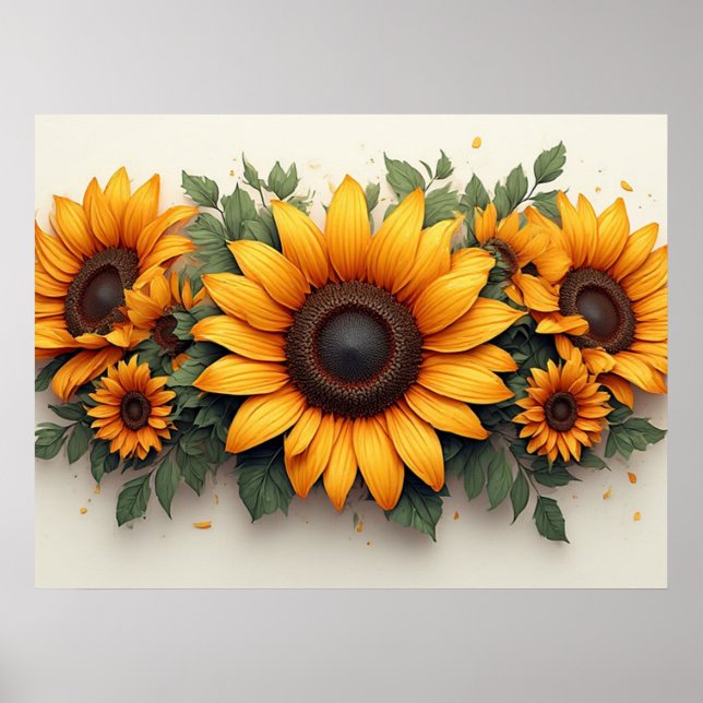 Affiche Art floral tournesol jaune (Devant)