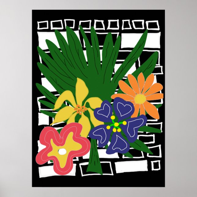 Affiche Art floral tropical audacieux (Devant)
