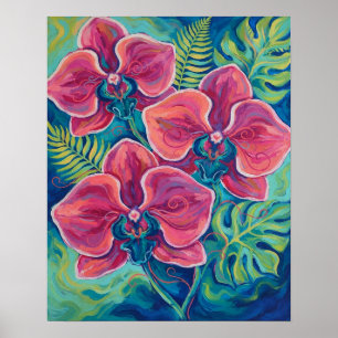 Affiche Art floral tropical Orchidée rose