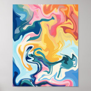 Affiche Art fluide Abstrait aux couleurs vives