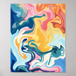 Affiche Art fluide Abstrait aux couleurs vives