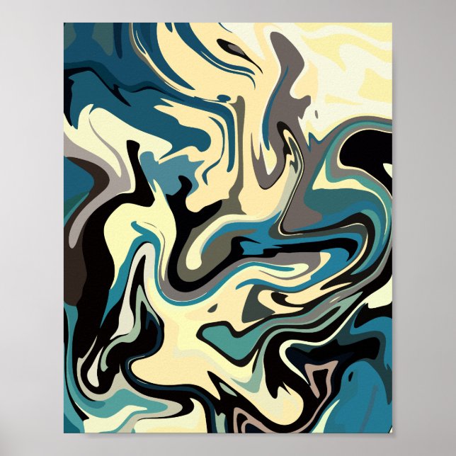 Affiche Art fluide Abstrait aux tons terre (Devant)