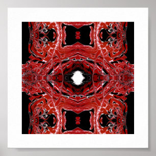 Affiche Art fluide acrylique abstrait rouge labyrinthique