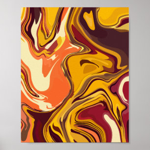 Affiche Art fluide couleur chaude Abstraite