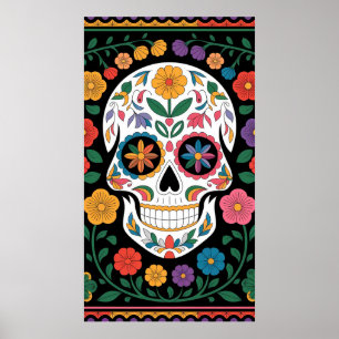 Affiche Art folklorique mexicain Design Floral & Motif géo