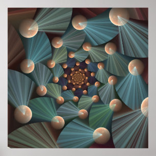 Affiche Art Fractal Abstrait Avec Profondeur Bleu Brown Ar
