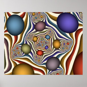 Affiche Art fractal abstrait moderne et coloré qui s'envol