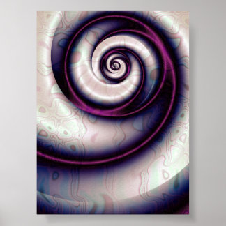 Affiche Art fractal abstrait spirale violet iridescent