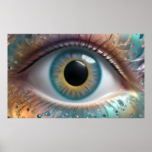 Affiche Art Fractal Blue Eyeball,