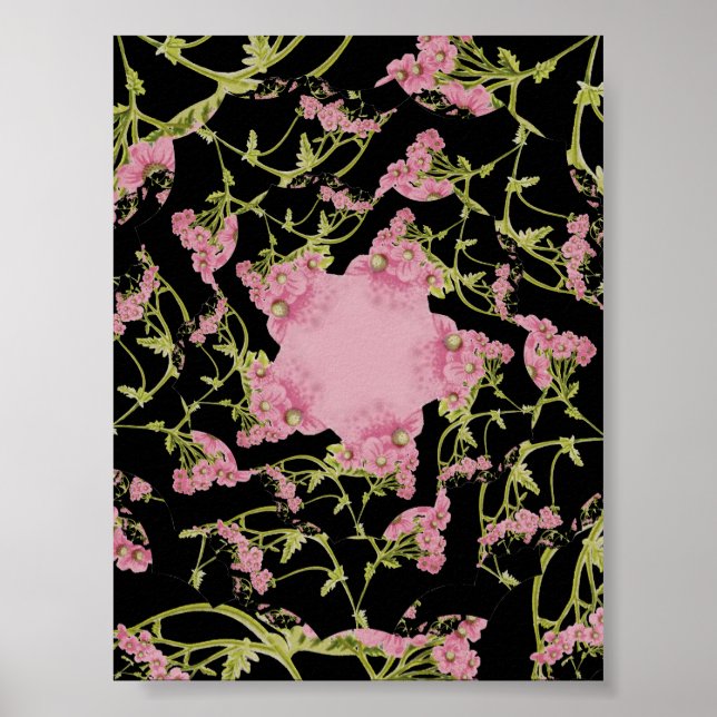 Affiche Art fractal d'Achille rose et noir (Devant)