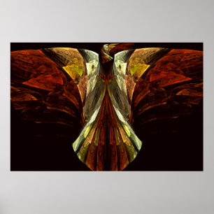 Affiche Art fractal de l'oiseau aigle céleste doré