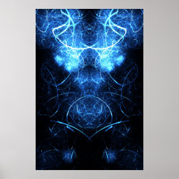 Affiche Art fractal d'énergie de la nébuleuse bleue