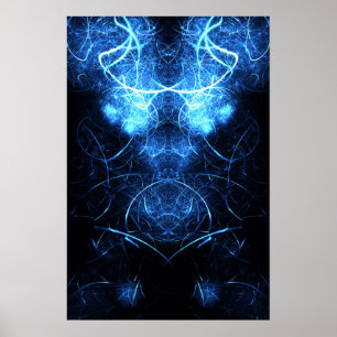 Affiche Art fractal d'énergie de la nébuleuse bleue